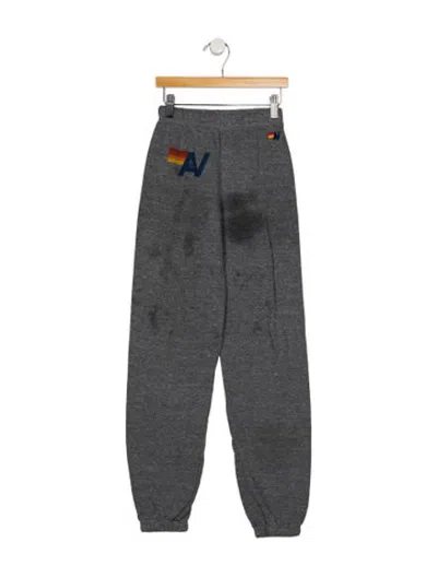 Pre-owned Aviator Nation Kid Boys Graphic Logo Print Jogger Sweatpants In Grey