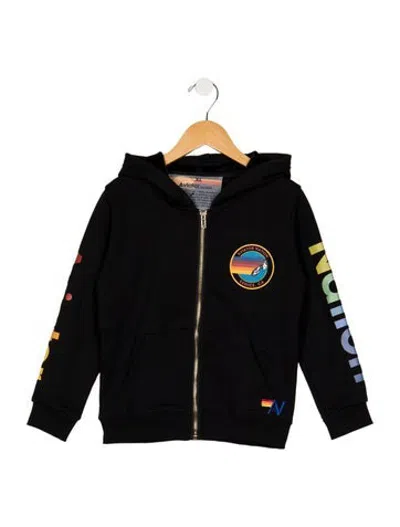 Pre-owned Aviator Nation Kids Boys Graphic Print Long Sleeve Jacket In Black