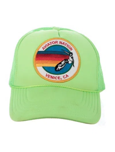 Pre-owned Aviator Nation Mesh Trucker Hat In Green