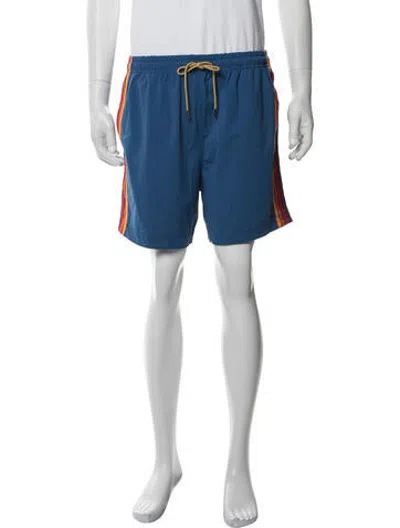 Pre-owned Aviator Nation Striped Swim Trunks In Blue