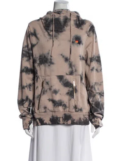 Pre-owned Aviator Nation Tie-dye Print Mock Neck Hoodie In Neutrals