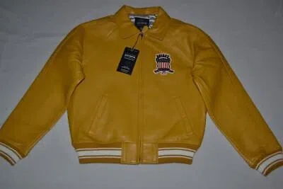 Pre-owned Avirex Authentic  Icon Leather A1 Bomber Jacket Mens Mustard Yellow All Sizes
