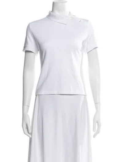 Pre-owned A.w.a.k.e. Asymmetrical Short Sleeve Top In White