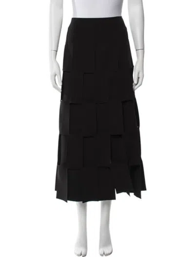 Pre-owned A.w.a.k.e. Cutout Accent Long Skirt In Black