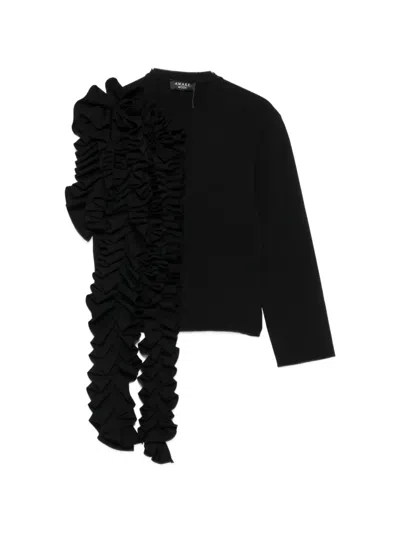 A.w.a.k.e. Ruffled Asymmetric Top In Black