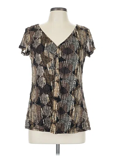Pre-owned Axcess Short Sleeve Blouse In Brown