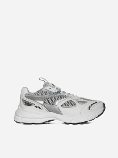 Axel Arigato Marathon Runner Leather And Mesh Sneakers In White,silver