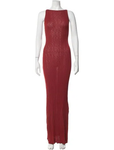 Pre-owned Aya Muse Bateau Neckline Long Dress W/ Tags In Red