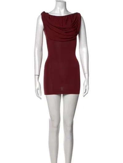 Pre-owned Aya Muse Cowl Neck Mini Dress In Burgundy/red