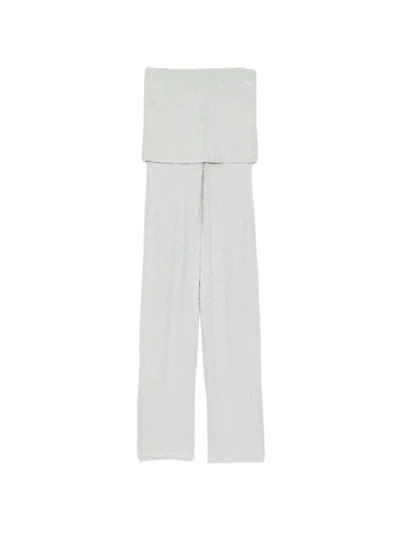 Aya Muse Foldover-waist Bouclé-knit Trousers In Gray
