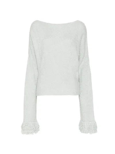 Aya Muse Off-the-shoulder Bouclé Sweater In Gray