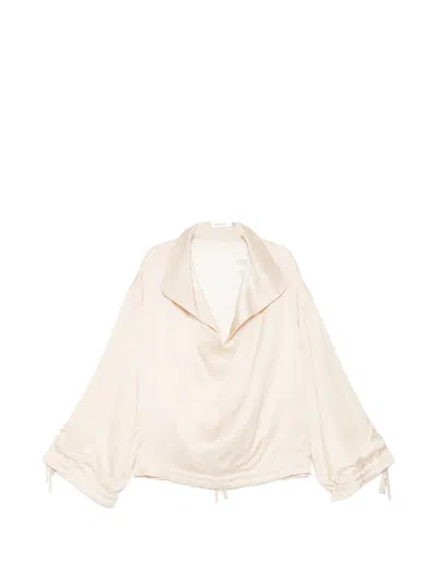 Aya Muse Satin-finish V-neck Top In Neutral