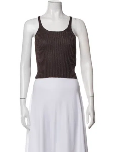Pre-owned Aya Muse Scoop Neck Sleeveless Top In Brown