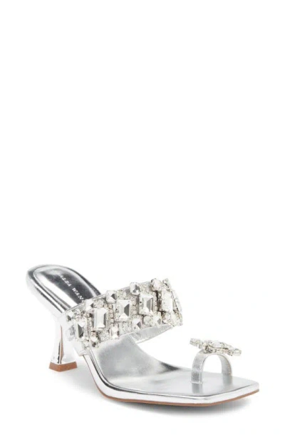Azalea Wang Wolfe Embellished Sandal In Silver