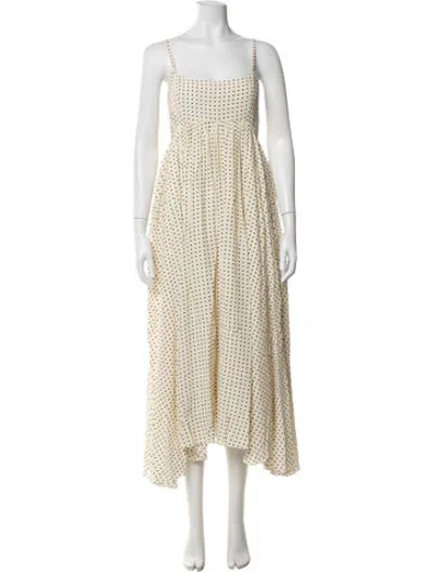 Pre-owned Azeeza Polka Dot Print Long Dress W/ Tags In Neutrals