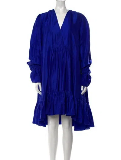 Pre-owned Azeeza Silk Midi Length Dress In Blue