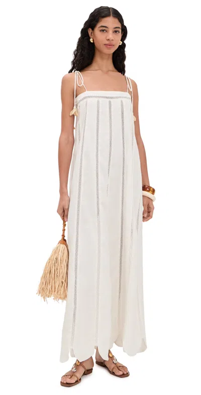 Azulu Nilo Linen Dress Ivory In White