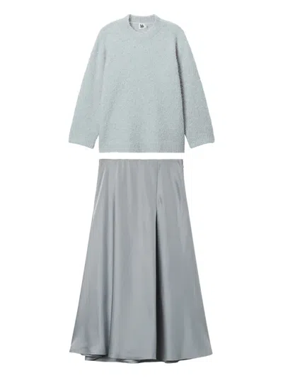 B+ab Crew-neck Sweater And Midi Skirt In Gray
