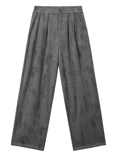 B+ab Elastic-waistband Pleated Trousers In Gray