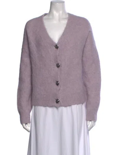 Pre-owned Ba&sh Alpaca V-neck Sweater In Purple