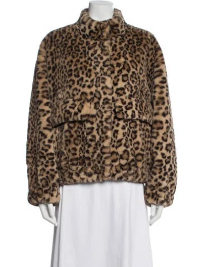 Pre-owned Ba&sh Animal Print Faux Fur Jacket W/ Tags In Brown