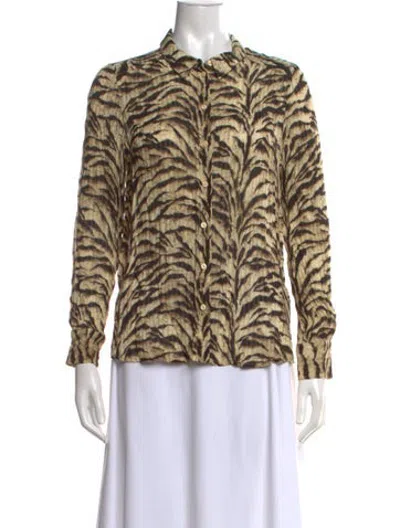 Pre-owned Ba&sh Animal Print Long Sleeve Blouse In Multicolor
