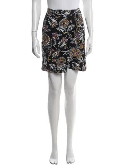 Pre-owned Ba&sh Floral Print Mini Skirt In Black