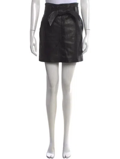 Pre-owned Ba&sh Lamb Leather Mini Skirt In Black