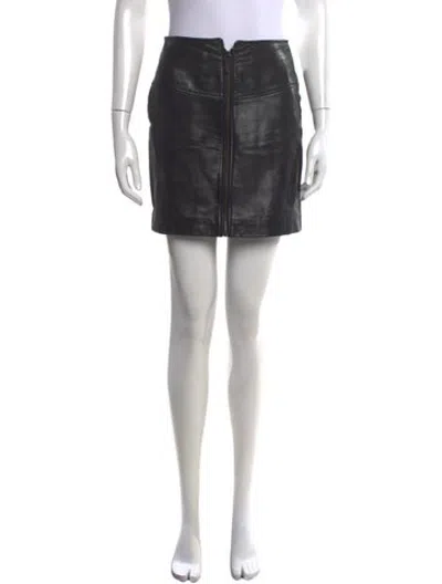 Pre-owned Ba&sh Lamb Leather Mini Skirt In Black