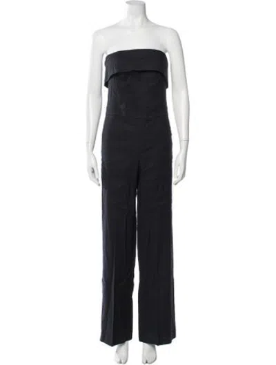 Pre-owned Ba&sh Linen Strapless Jumpsuit In Black