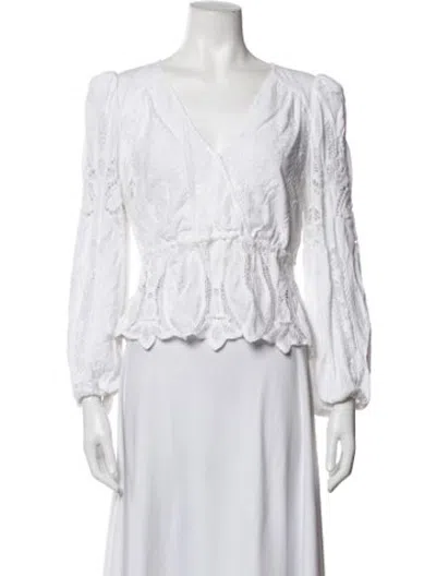 Pre-owned Ba&sh Linen V-neck Blouse In White
