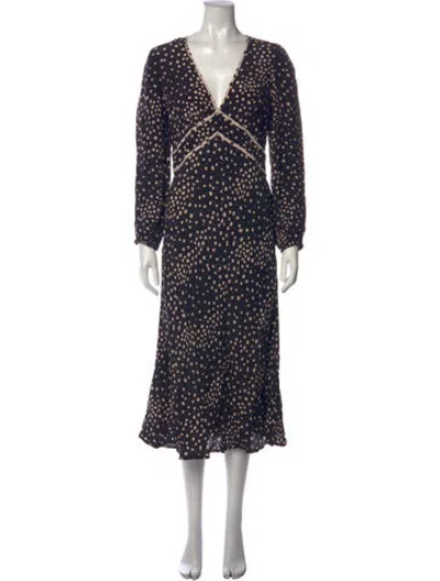 Pre-owned Ba&sh Printed Midi Length Dress In Black