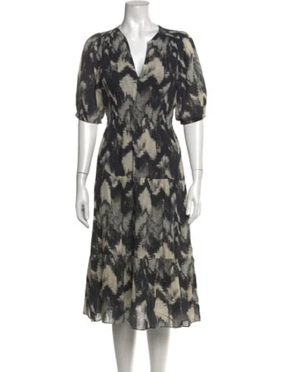 Pre-owned Ba&sh Printed Midi Length Dress In Blue