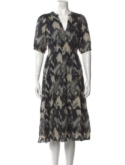 Pre-owned Ba&sh Printed Midi Length Dress In Blue