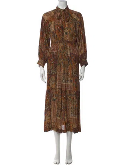 Pre-owned Ba&sh Printed Midi Length Dress In Yellow