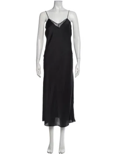 Pre-owned Ba&sh V-neck Midi Length Dress In Black