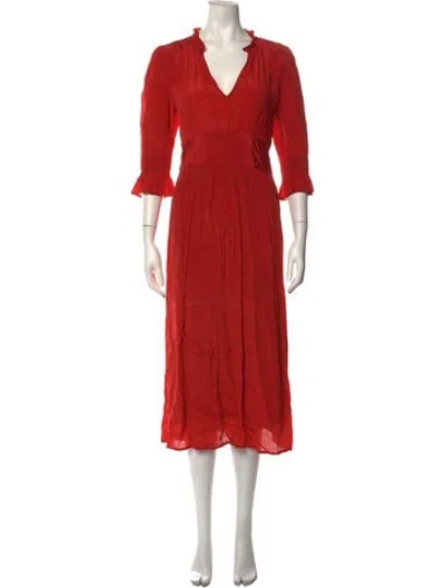 Pre-owned Ba&sh V-neck Midi Length Dress In Orange