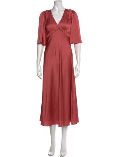 Pre-owned Ba&sh V-neck Midi Length Dress In Pink
