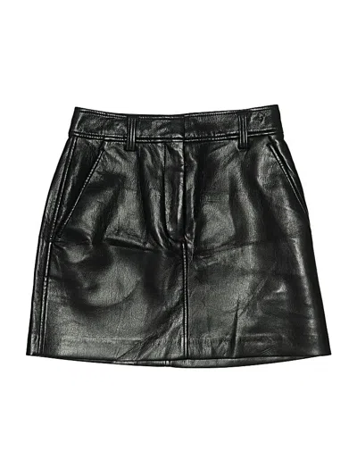 Pre-owned Babaton Faux Leather Skirt In Black