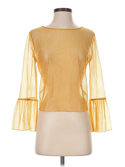Pre-owned Babaton Long Sleeve Blouse In Yellow
