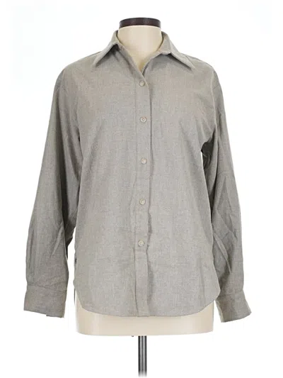 Pre-owned Babaton Long Sleeve Button Down Shirt In Gray