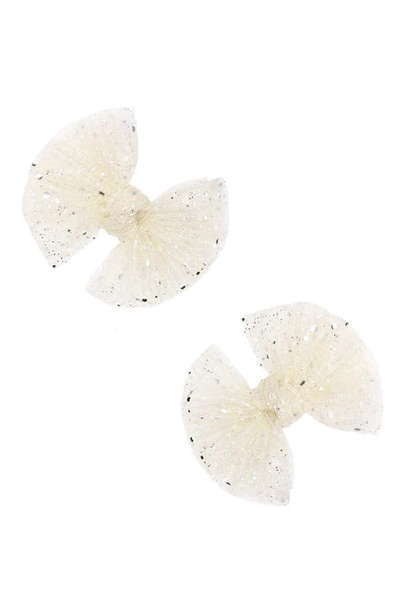 Baby Bling Babies' 2-pack Fab Tulle Bow Hair Clips In Princess Ivory