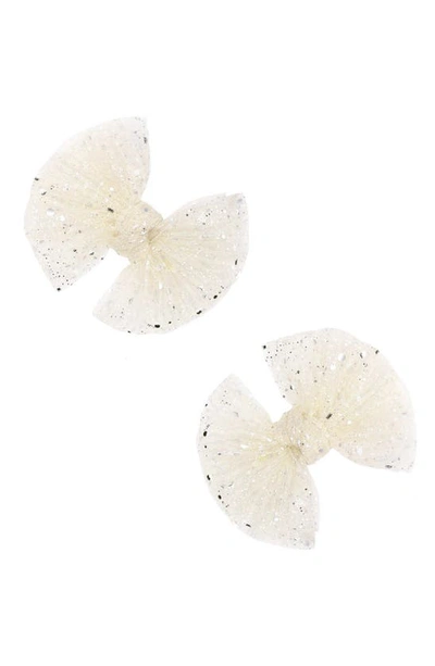 Baby Bling Kids' 2-pack Fab Tulle Bow Hair Clips In Princess Ivory