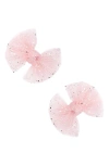Baby Bling Babies' 2-pack Fab Tulle Bow Hair Clips In Pink