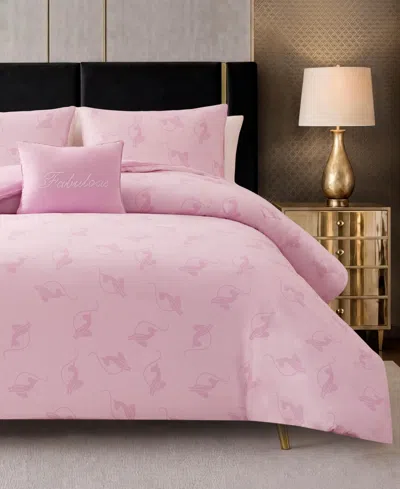 Baby Phat Logo Cat Reversible 4-piece Comforter Set, King In Pink