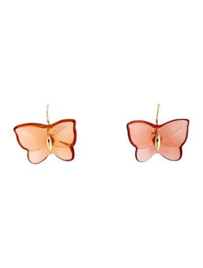 Pre-owned Baccarat 18k Crystal Papillon Lucky Butterfly Earrings In Multicolor