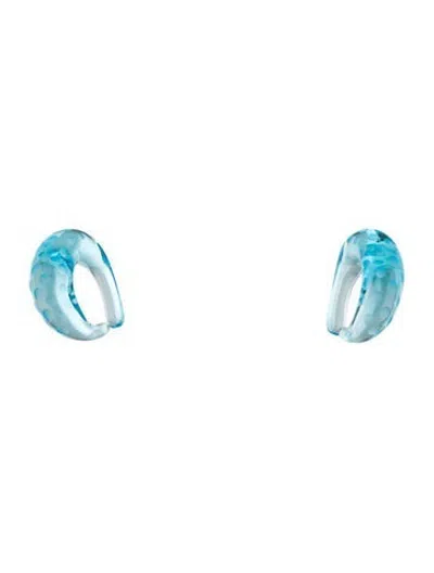 Pre-owned Baccarat Crystal Ear Cuff Earrings In Blue