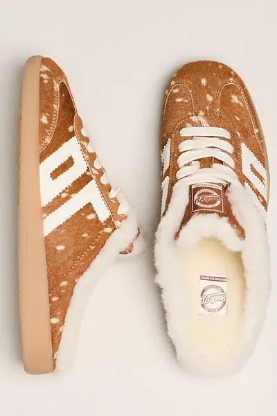 Back 70 Easter Animal Sherpa Fleece Lined Mules In Brown