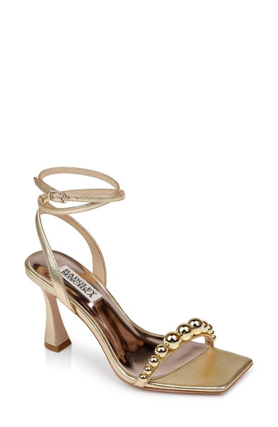 Badgley Mischka Cailey Ankle Strap Metallic Sandal In Gold