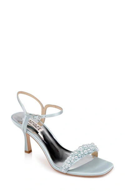 Badgley Mischka Caitlyn Metallic Satin Sandal In Mist Blue